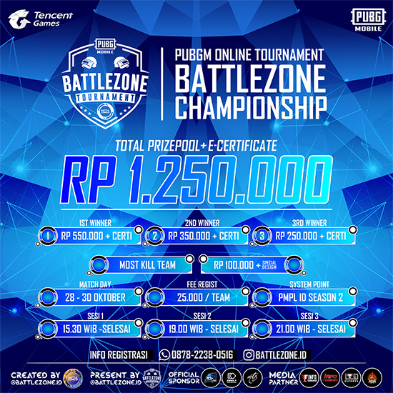 turnamen pubgm pubgmobile oktober 2020 battlezone championship season 2 poster