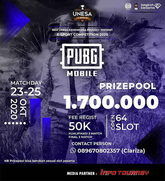 turnamen pubgm pubgmobile oktober 2020 unesa esports 2020 poster