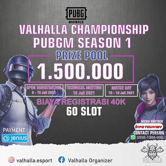 turnamen pubgm pubgmobile juli 2021 valhalla championship season 1 poster
