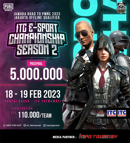 turnamen pubgm pubgmobile februari 2023 itc esport championship season 2 poster