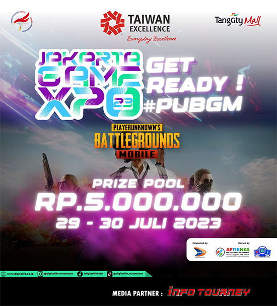 turnamen pubgm pubgmobile juli 2023 jakarta game expo 2023 tangcit poster
