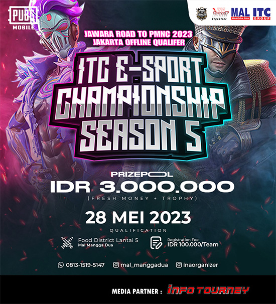 turnamen pubgm pubgmobile mei 2023 itc esport championship season 5 poster