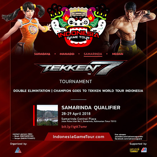 turnamen tekken 7 indonesia game tour samarinda qualifier april 2018 poster