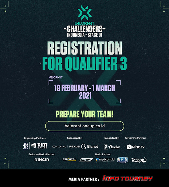 turnamen valorant maret 2021 challengers indonesia stage 01 week 3 poster