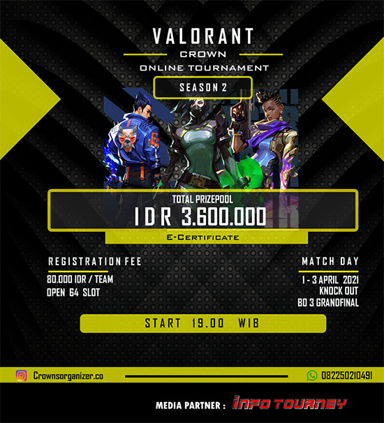 turnamen valorant april 2021 crown organizer season 2 poster