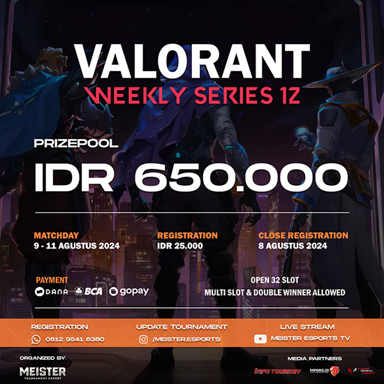 turnamen valorant agustus 2024 meister weekly 2024 series 12 poster