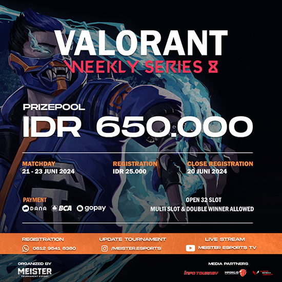 turnamen valorant juni 2024 meister weekly 2024 series 8 poster